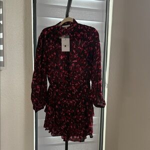 Floral Print Dress - Black and Pink